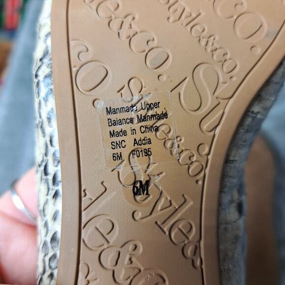 Style&Co Beige Snakeskin Ballet Flats WOMENS SIZE 6M casual slip ons coquette - Picture 8 of 8